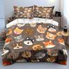 Cute Cartoon Dog Faces Pattern Bedding Duvet Cover Set  (1*Duvet Cover 2*Pillowcases, without duvet insert)
