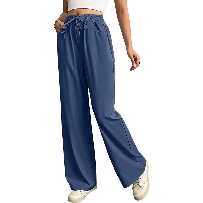 Womens Loose Wide Leg Tencel Blend Casual Pants High Waist Comfortable Lightweight Denim Style