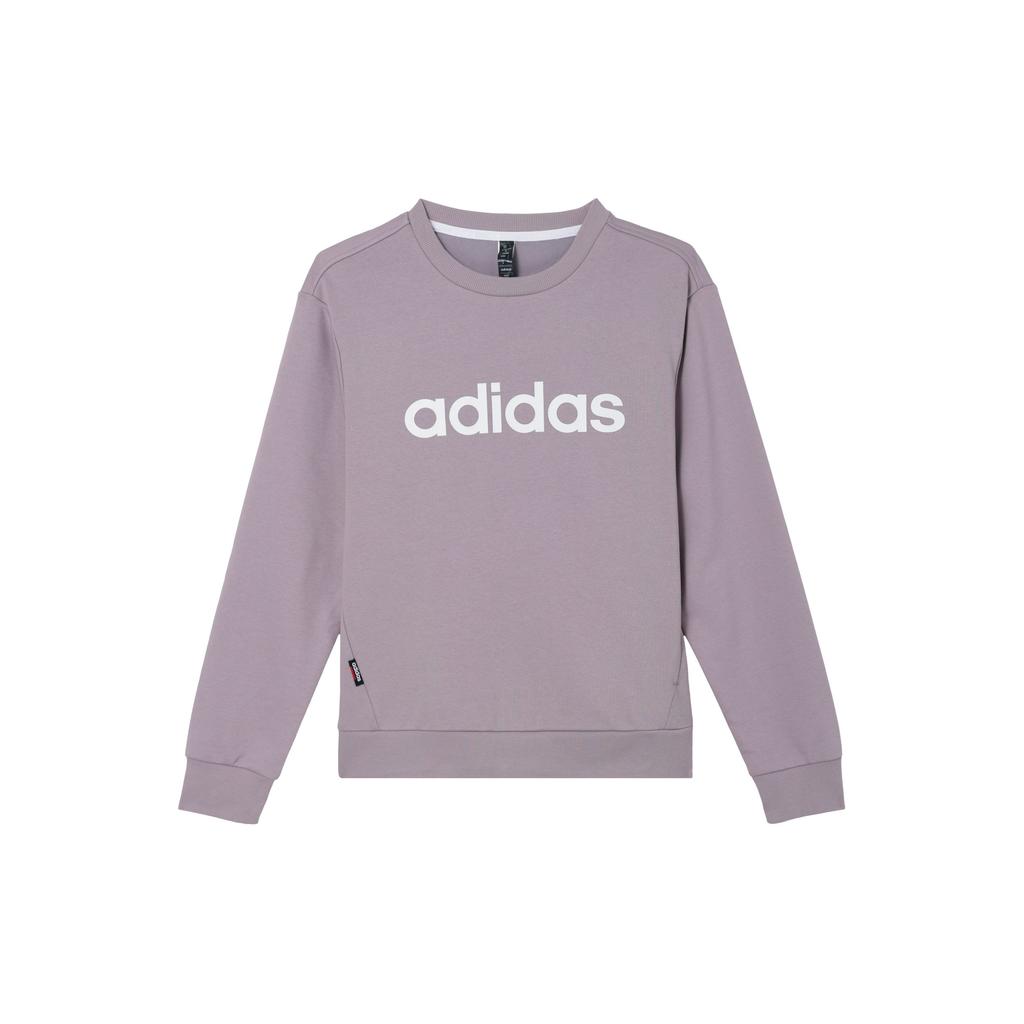 Adidas Letter Print Casual Drop Shoulder Pullover Long Sleeve Sweatshirt Women Sweatshirt Purple JJ0429