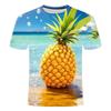 Summer New 3D Printed Fruit Pineapple Pattern Top Creative, Quirky, Comfortable, and Fashionable Crewneck T-shirt