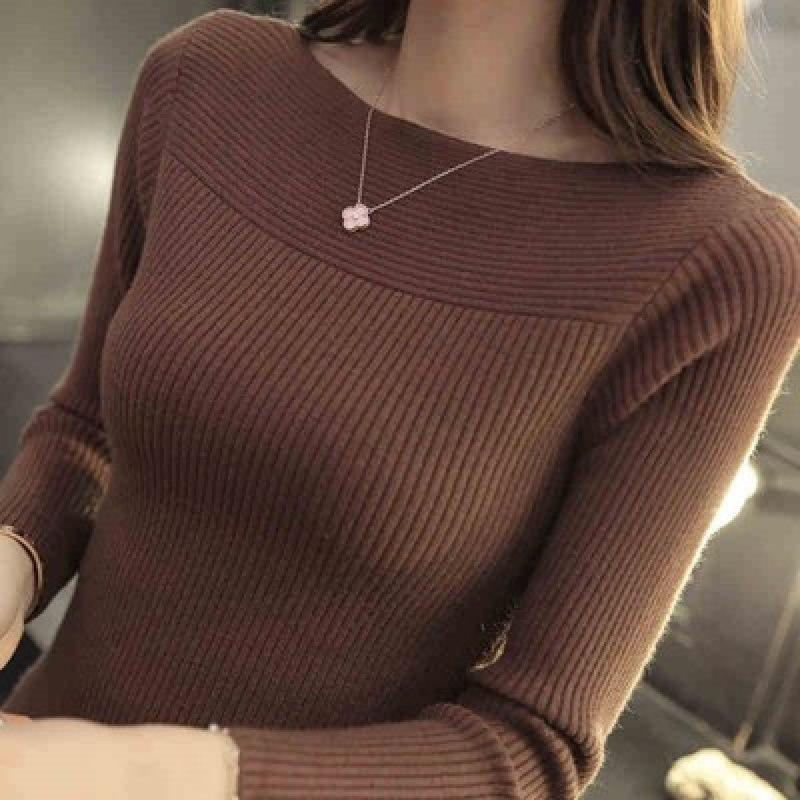 Autumn Winter O Neck Pullover Sweater Knitted Women Fashion Bottoming Shirt New Casual Long Sleeve Knitwear Versatile Tops Solid Color Simple Clothing