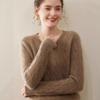 Women’s Cashmere V-Neck Knit Sweater - 2025 Autumn/Winter Collection, Double-Strand, Thickened, Short, Pure Color, Warm Base Layer.