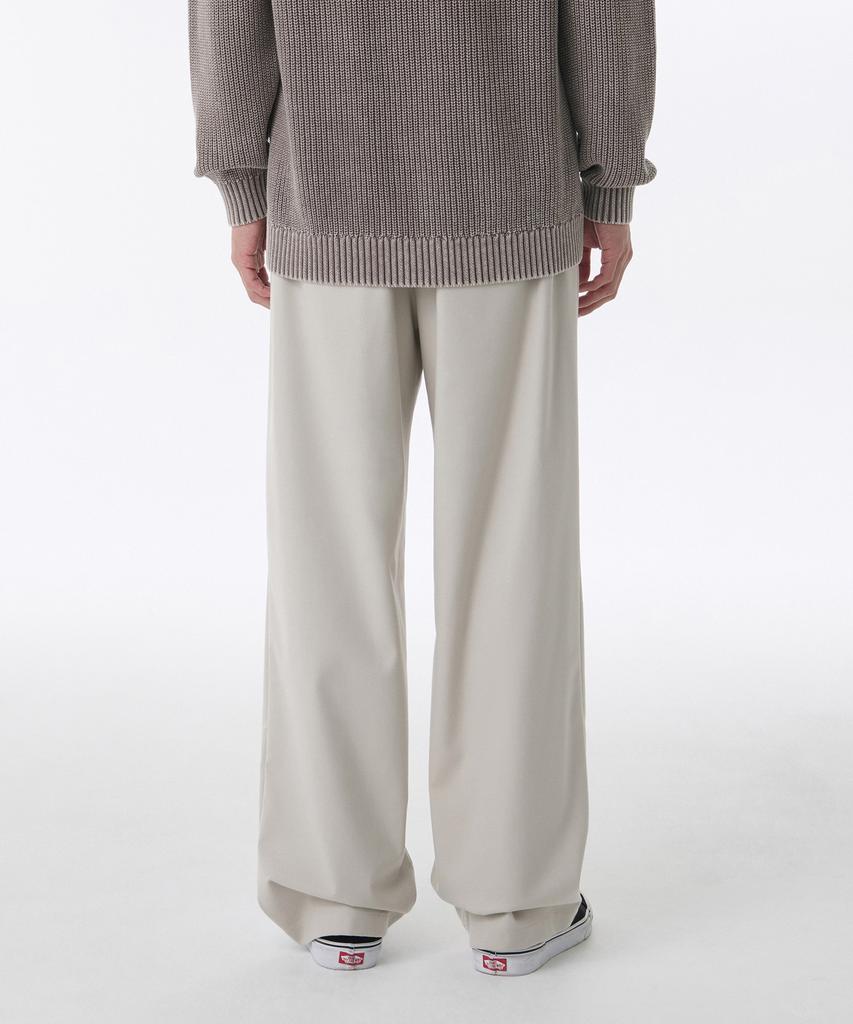 Musinsa Standard Brushed One-Pleat Wide Banded Slacks [Dusty Cream]