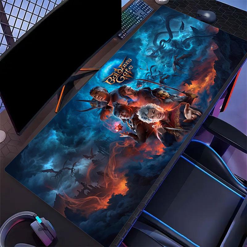 Bg3 Large Gaming Table Cushion Non-slip Laptop Tablet Big Mousepad XXL Mat Mini PC Playmat With Lock edge