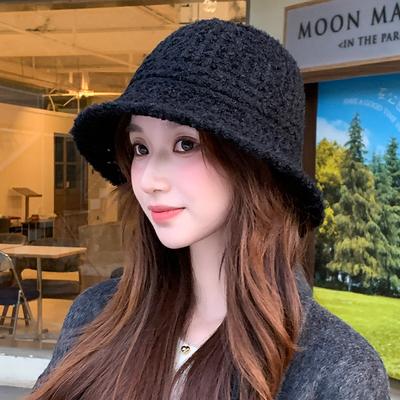 Korean Style Simple Woolen Knitted Fisherman Hat for Women In Autumn and Winter Wide Brim  Small Basin Hat  Casual and Versatile Bucket Hat  Trendy