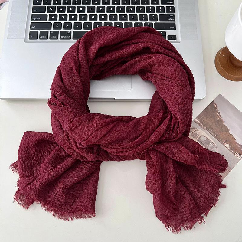 Autumn and winter scarf women's new versatile long solid color high-end scarf warm scarf shawl silk scarf