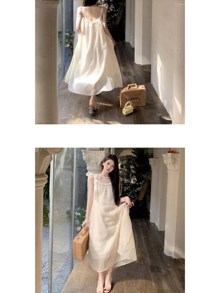 Women's French-Style Lace-Up Camisole Dress - Summer Beach Fairy Dress