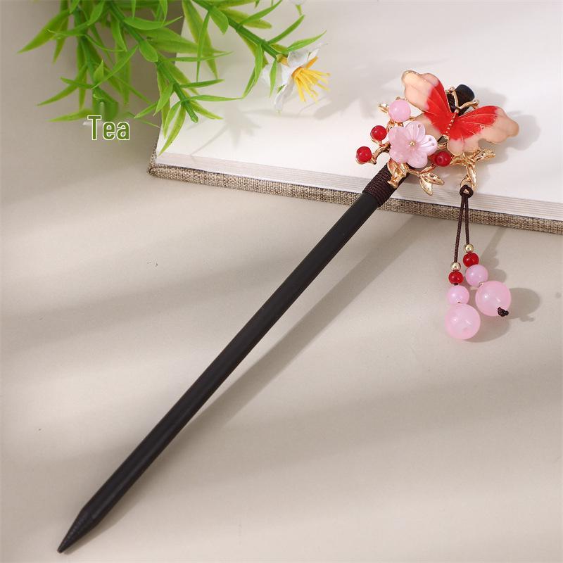 Vintage Quasten Haarnadel: Imitation Ebenholz Hanfu Accessoire