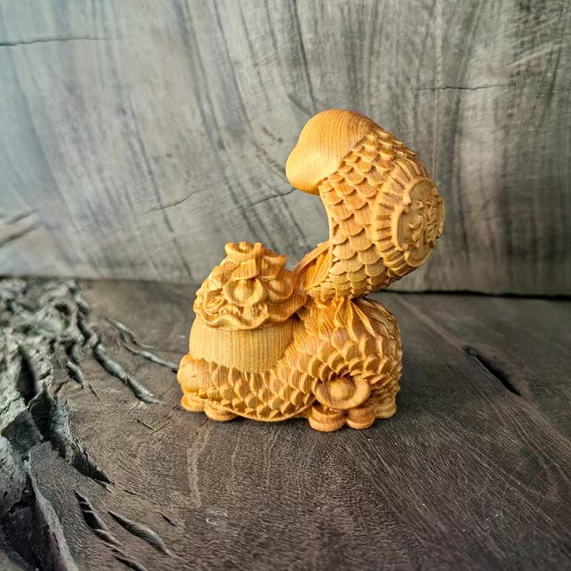 1 Piece Lucky Feng Shui Snake Statue Wooden Carved Chinese Snake Figurine Money Wealth Home Desktop Decorations Accessories