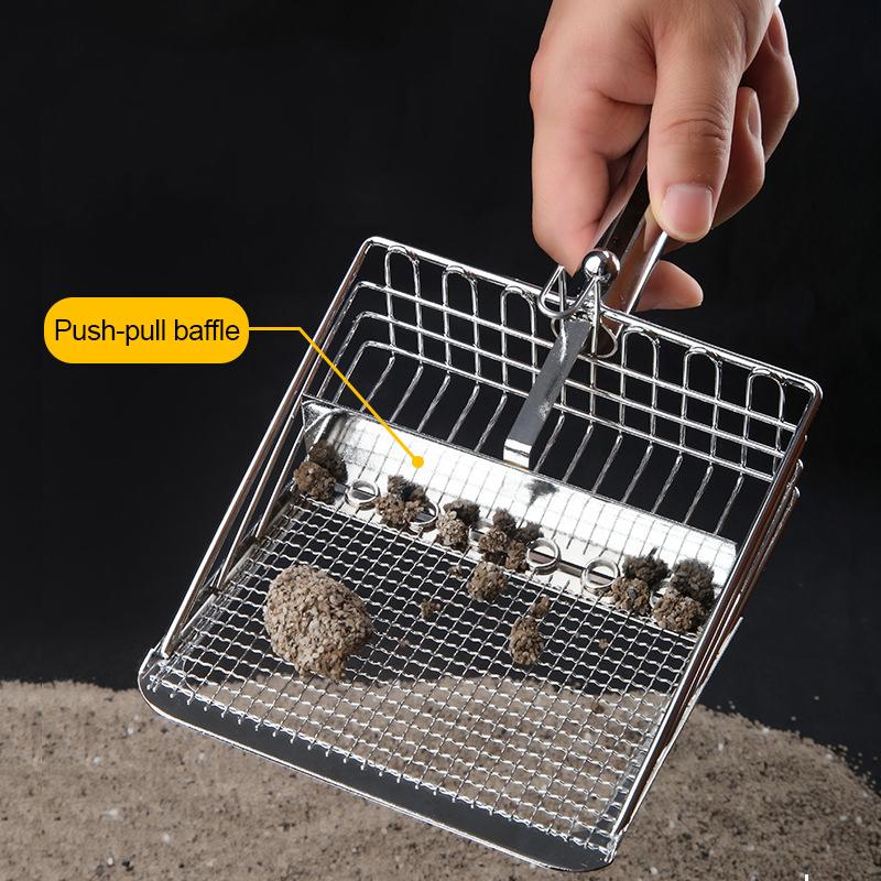 Cat Litter Shovel Portable Wood Handle Stainless Steel Scooper Sifting Kitten Litter Scoop Cat Toilet Cleaning Tool Pet Products