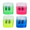 2Pcs Dual-Hole Pencil Sharpener with Lid Colored Manual Pencil Sharpener Cute Portable Students Pencil Sharpener for School Office