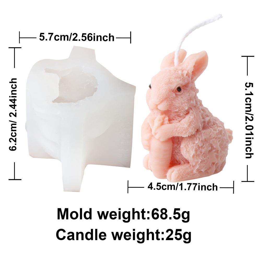 Cute Vertical Ear Rabbit Silicone Candle Mold Easter Bunny Soap Resin Mould for Animal Lover Desktop Ornament Aroma Craft Making