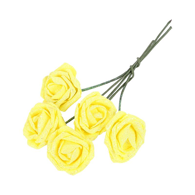 5/10pcs 6cm Glitter Foam Rose Artificial Flower Branch Bridal Bouquet Fake Flower DIY Wreath Craft Wedding Party Home Decor