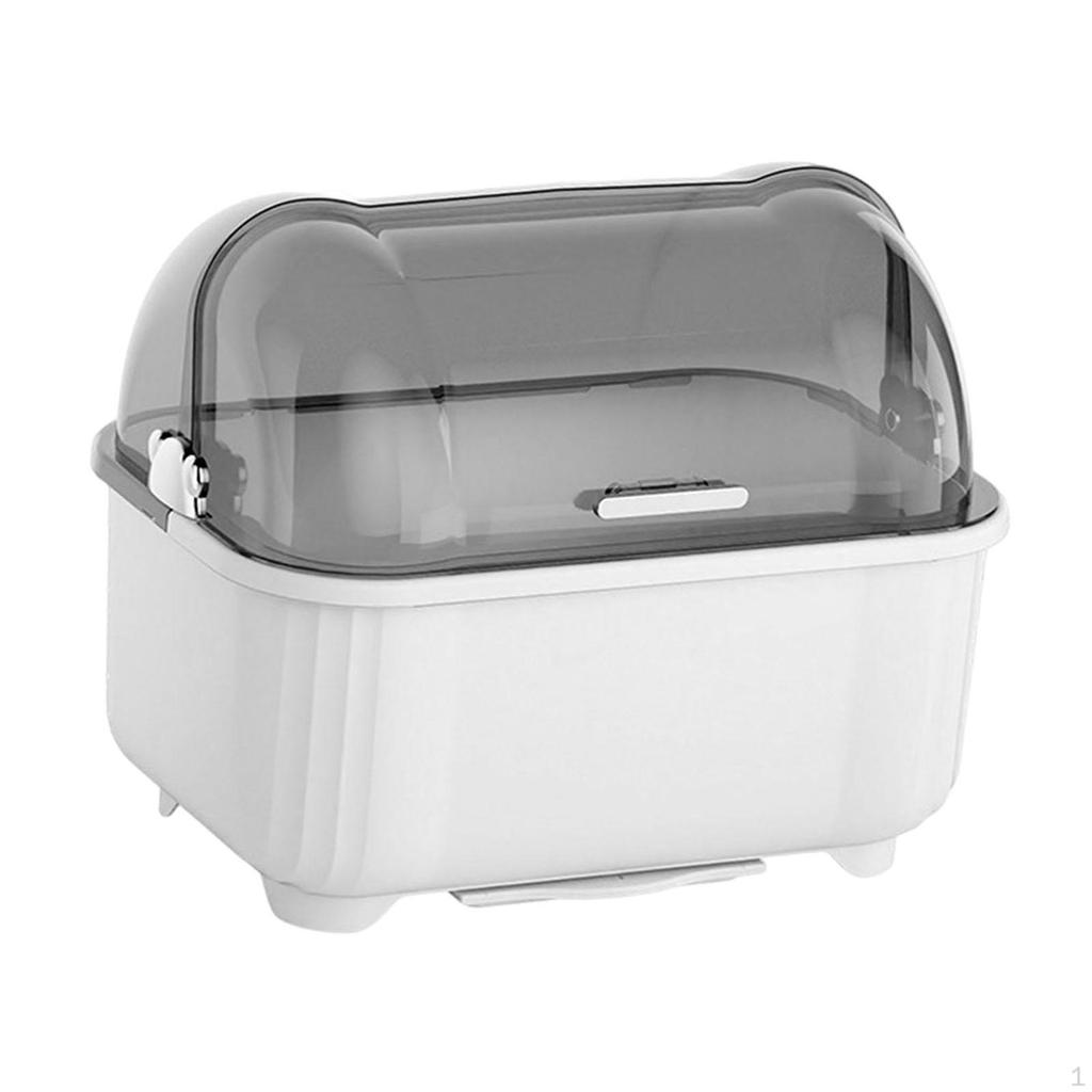 Dish Rack Dryer Tray Drainer Space Saving Dustproof Bowl and Chopstick Utensil Storage