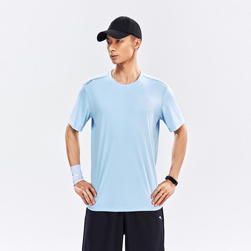 Anta Training Short Sleeve Shorts Summer Casual Sports Suit Men Suit Waterfall-Blue 952627202-4
