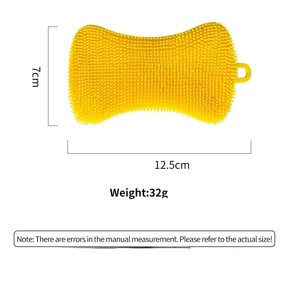 3pcs Kitchen Cleaning Brush Washing Cleaning Brushes Pot Pan Sponge Scrubber Fruit Vegetable Dish Silicone Dishwashing Brush