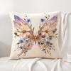 Watercolor butterflyflower Cushion Cover Natural Linen Organic Fabric DoubleSided Printing Sofa Home Decor Gift Pillow Cover