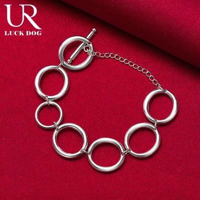 Pulsera de plata de ley 925 con aro circular, joyería de boda de moda