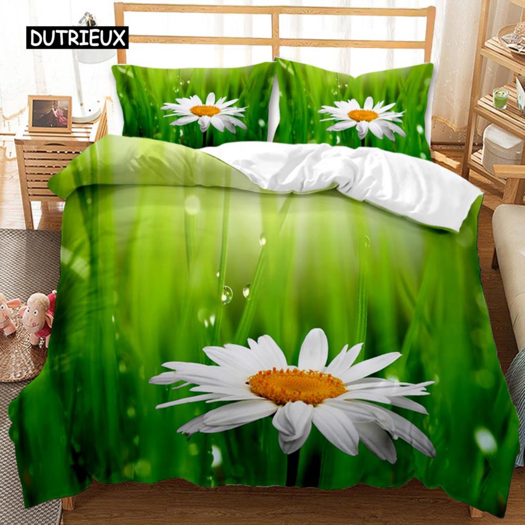 Chrysanthemum Duvet Cover Blooming Floral Branches Botanical Natural Bedding Set Flower Queen King Size Polyester Qulit Cover