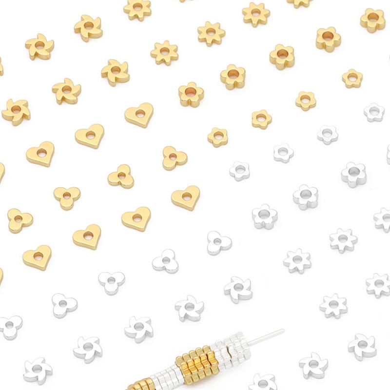 Copper Retention 14K Gold-Filled Plum Blossom Heart Spacers, 925 Silver DIY Ancient Style Jewelry Accessories for Bracelets, Necklaces, Earrings