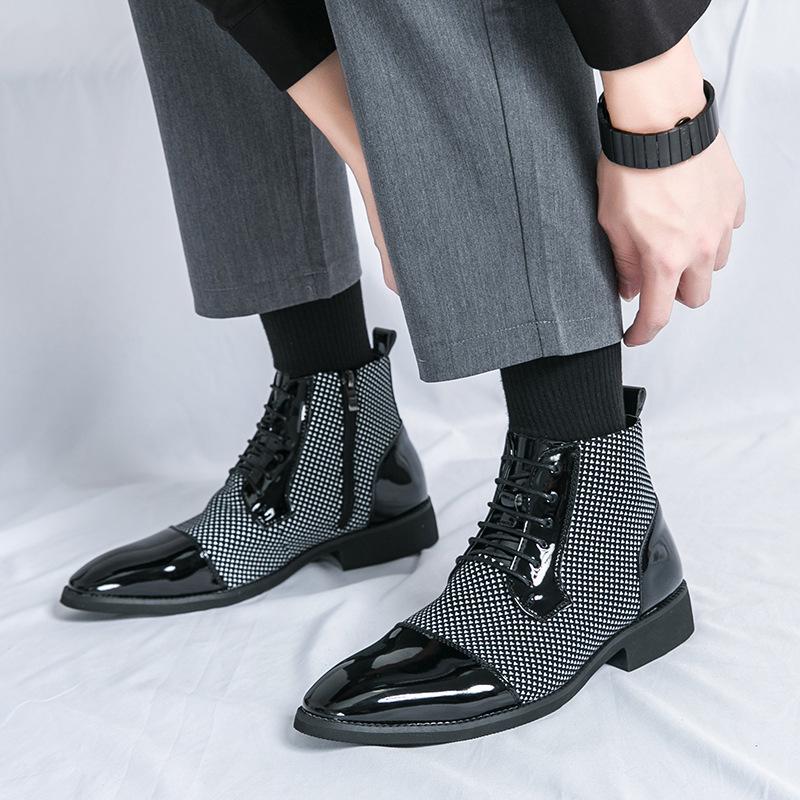 

men s shoes plus size new leather boots fashion men s business dress leather shoes trend british style high top shoes 46