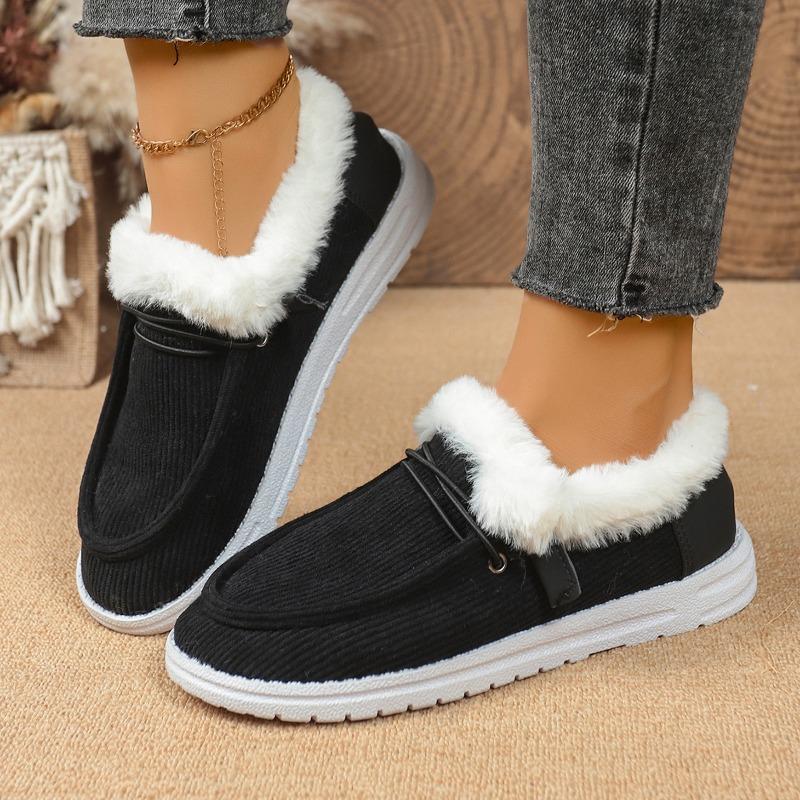 Fashion Women New Warm Casual Winter Plush Ankle Flats Female Casual Cotton Shoes Ladies  Round Toe Sports Loafers Women