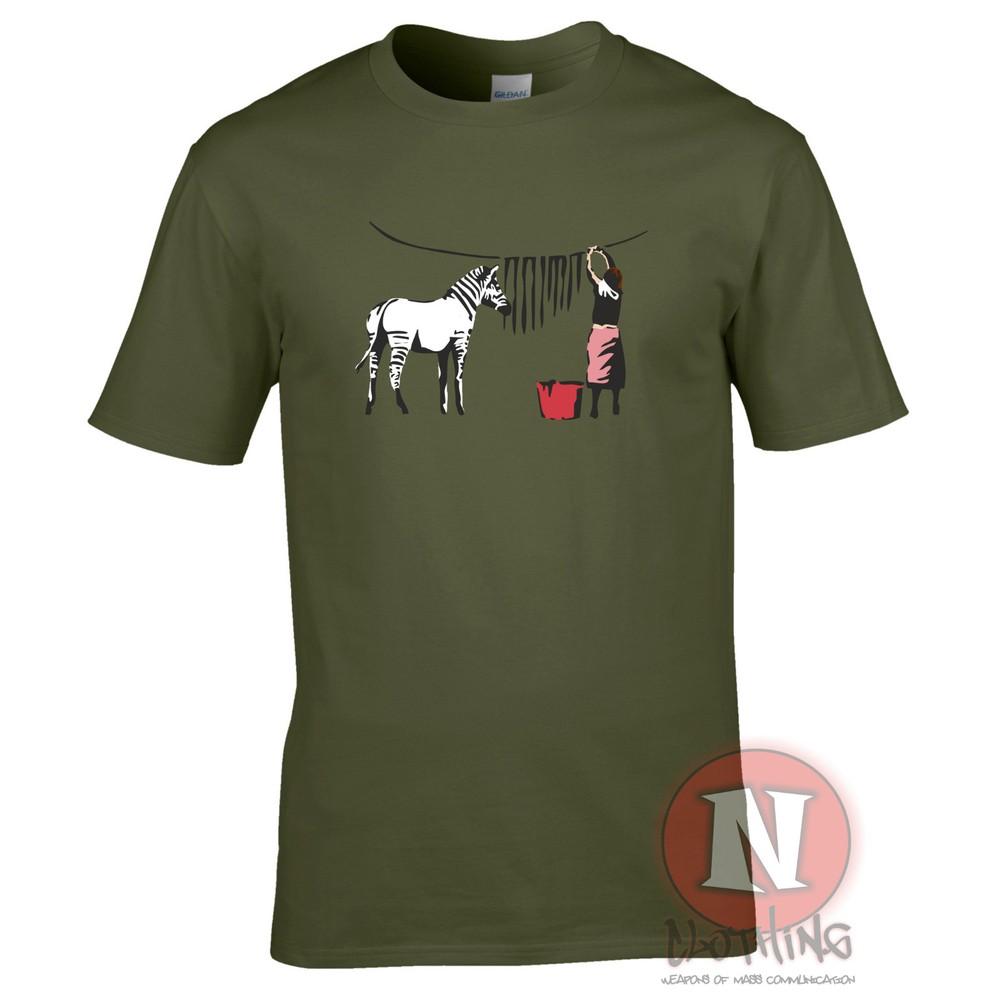 Banksy Zebra Wash TShirt Street Art Graffiti Design Print Colourful Funny Tee