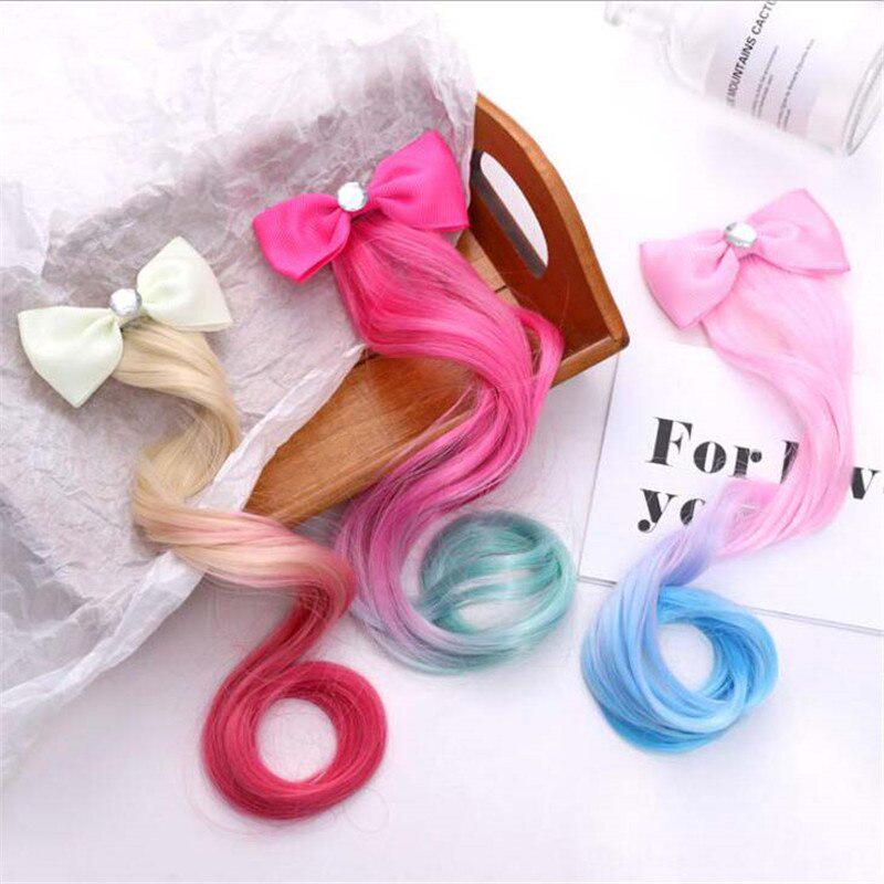 Kinder Schleife Kristall elastisches Haarband Gummiband Haarschmuck Kinder Perücke Stirnband Mädchen Twist Geflecht Seil Haarspange Kopfschmuck