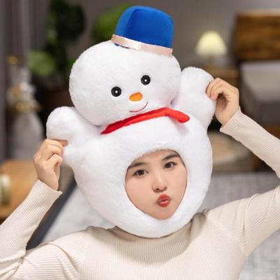 Schneemann Hut Cosplay Kostüm Hüte Kopfbedeckung Niedlich Verkleiden Warmhalten Plüschmütze Weihnachts-Kopfschmuck für