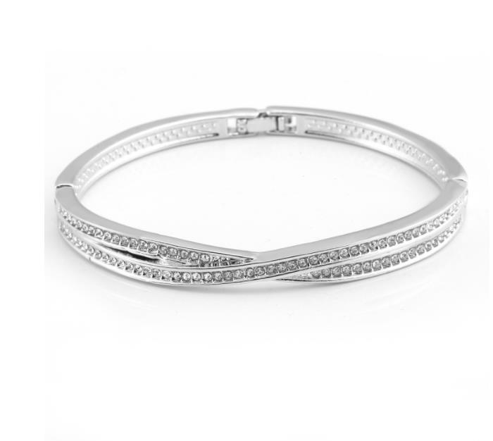 JMXD-Simple and Stylish Full Diamond Cross Bracelet Women s Bracelet Jewelry Rose Gold серебряный