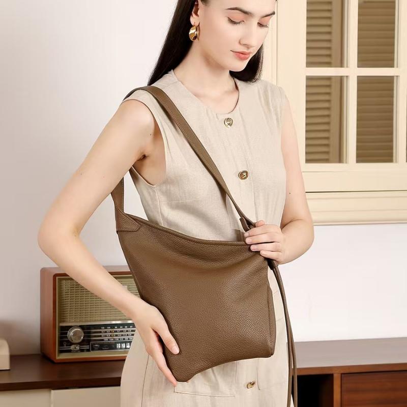 New Genuine Leather Lady Lazy Dumpling Bag Girls Minimalist Niche Asymmetric Design Handbag Women Single Shoulder Crossbody Bag