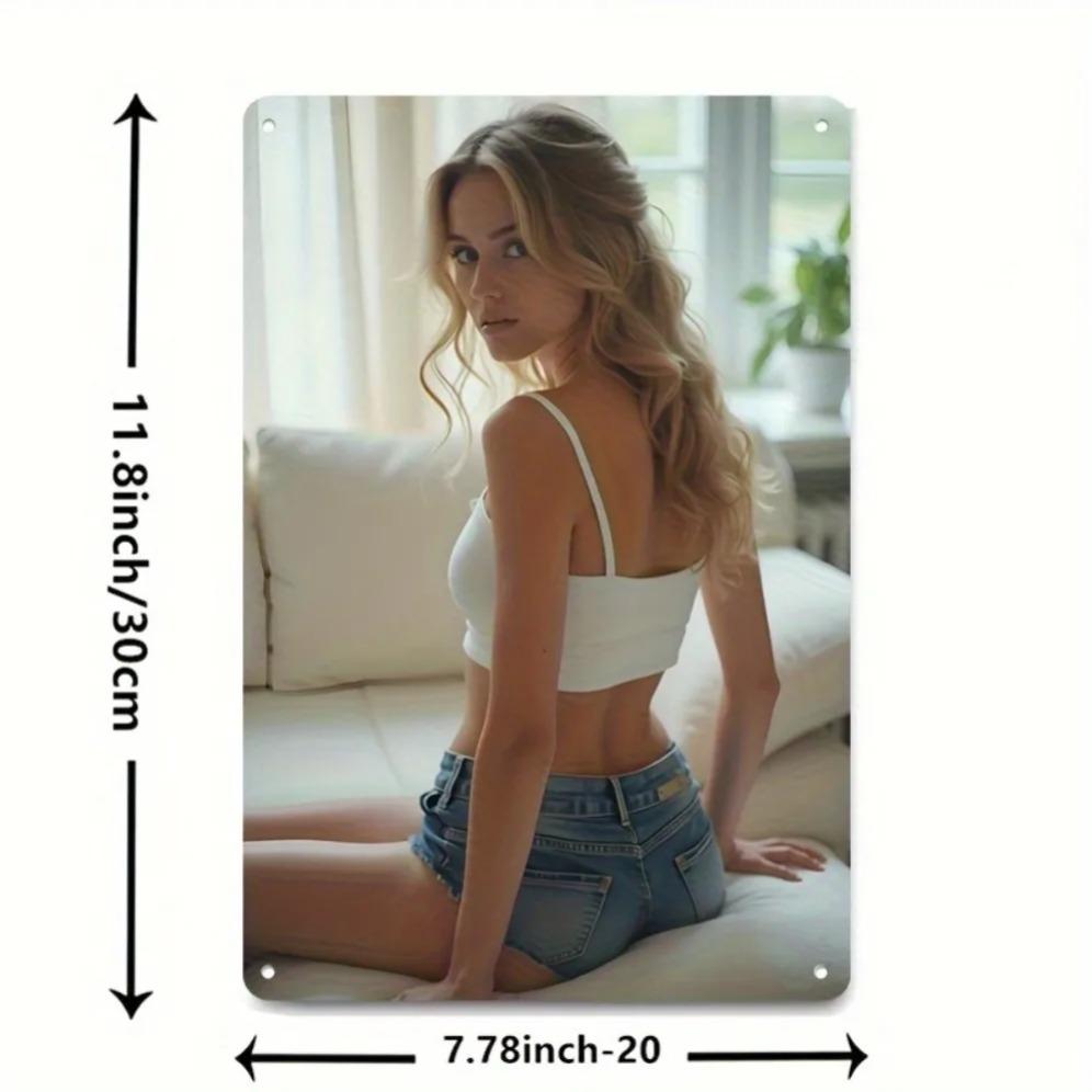 Vintage Metal Sign Wall Decor Retro Woman Art Farmhouse Garage Indoor Outdoor