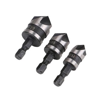 3pcs 90-degrees Chamfer Drill Bit Set Rustproof 5 Flute Wood Working Tool Lightweight Wear-resistant Countersink Drills Bits