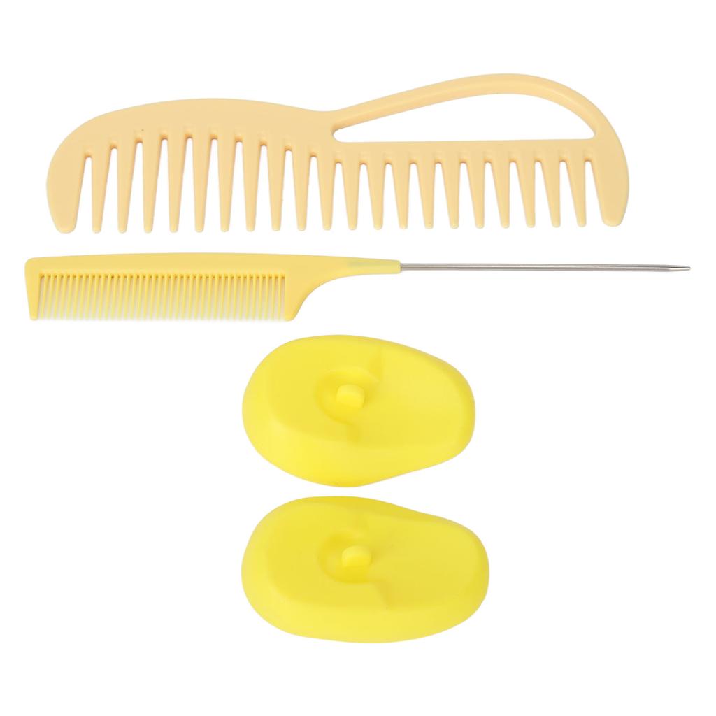 Hair Dye Kit Ergonomic Wide Tooth Washable Silicone Hair Coloring Comb Ear Cover for Beauty Salon