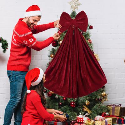 Christmas Tree Bows Red Vintage Home Decor Large Tree Bows Christmas Decorations For Home Holiday Indoor Outdoor Front Door Wall