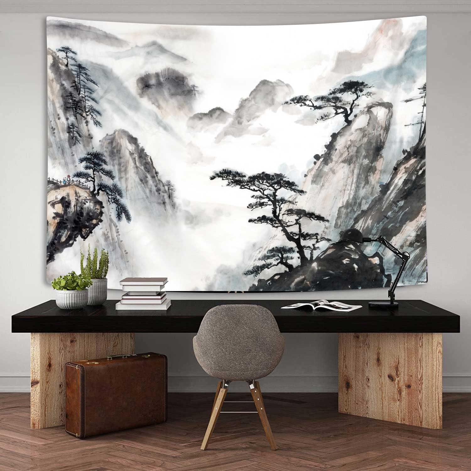 Tapestry Japanese Asian Landscape Painting Hjokiupt 75x100 чёрный