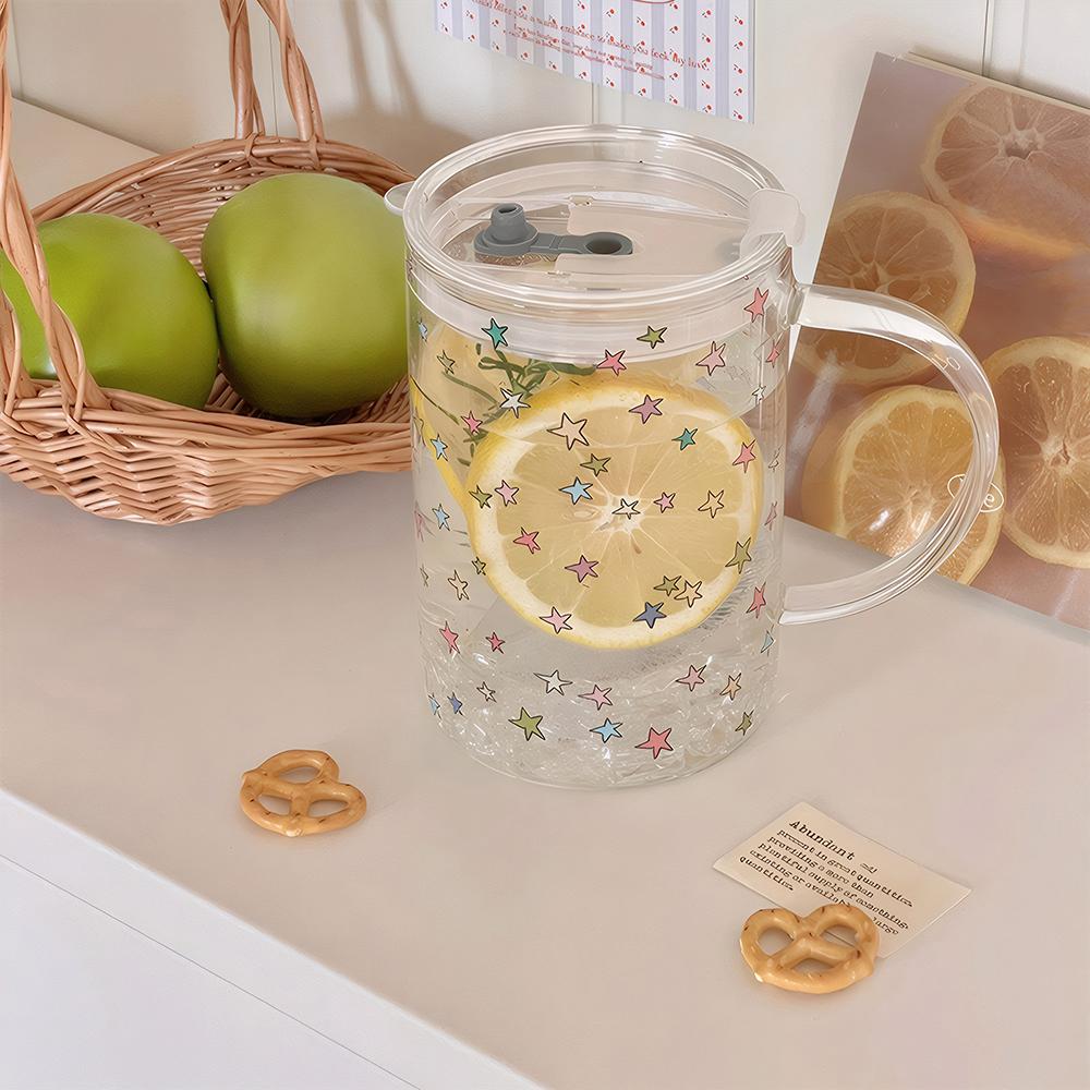 1000ml Large Glass Cup Tumbler With Lid Straw For Ice Coffee Tea Juice Beer Cute Glass Mug Water Bottle Aesthetic Drink Bottle