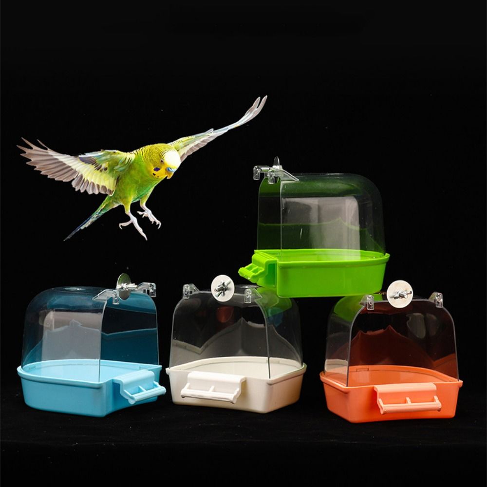 Anti-Slip Parrot Bathtub Plastic Parakeet Bathing Tub Practical Bird Bath Box  Pet Cage