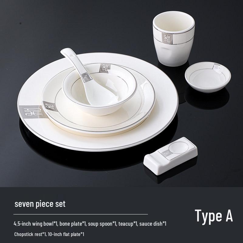 Luxury Ceramic Tableware Set - 4-Piece High-End Bowls, Plates & Dishes for Hotels & Restaurants