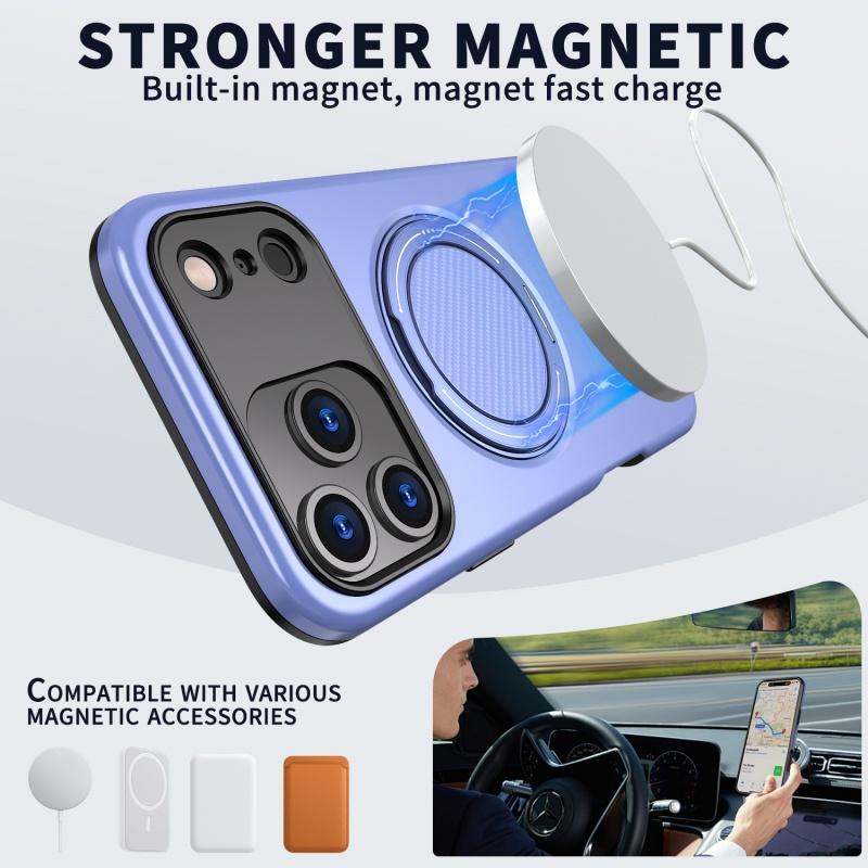 Luxury Magnetic 360° Rotating Bracket Phone Case For iPhone 17 Air 12 13 14 15 16 17 Pro Max For Magsafe Shockproof Hard Cover