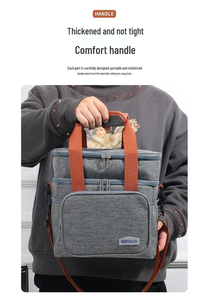 Crossbody Double-layer Insulated Picnic Lunch Bag