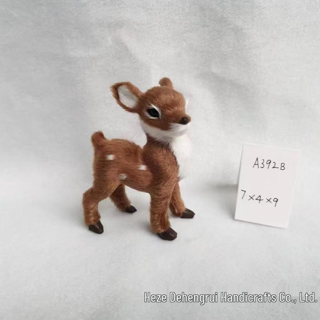 Mini Sika Deer Lying Ornament – Creative Fur Animal Model