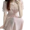 Women's Summer French Square Neck Fairy Dress - Waist Slimming, Medium-Length