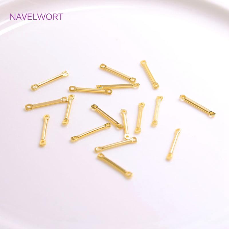 Wholesale 18K Gold Plated 15mm 20mm 25mm Bar Link Component Brass Two Holes Stick Strip Connector DIY Jewelry Making Accessories