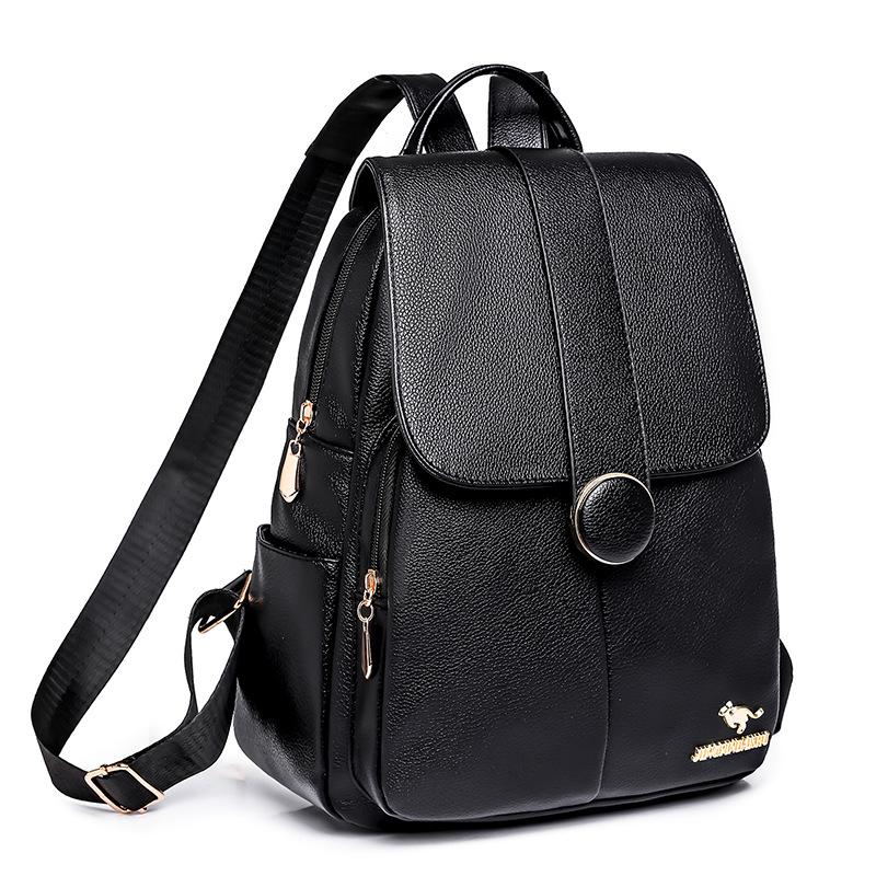Women's Soft Leather Large Capacity Solid Color Bag Backpack Shoulder Bag