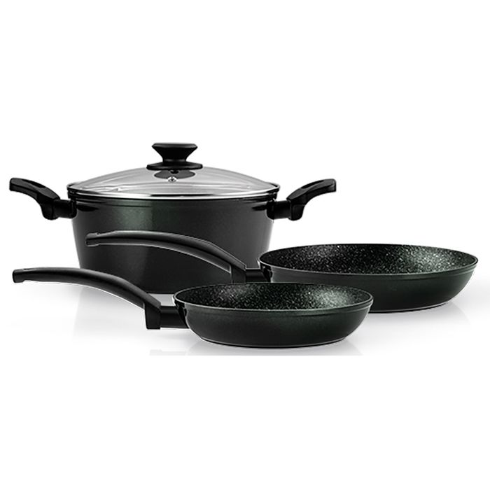 Batterie de Cuisine à Induction 4 Pièces Aluminium Forgé Antiadhésif sans PFOA FAGOR Vivant 424 Noir 00680