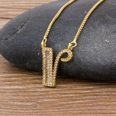 Nidin Light Luxury A-Z 26 Letters Necklace Zircon Pendant for Women Initials Name Necklace Fashion Party Wedding Jewelry Gift