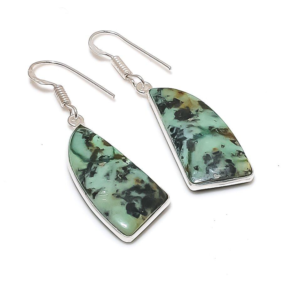 Natural Tibetan Turquoise 925 Sterling Silver Jewelry Earring 1.85 AE-12232