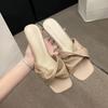 Mules Talon Bas Style Français pour Femmes, Sandales à Enfiler à Talon Bas Stiletto à Une Bride, Sandales Élégantes pour Fête en Plein Air