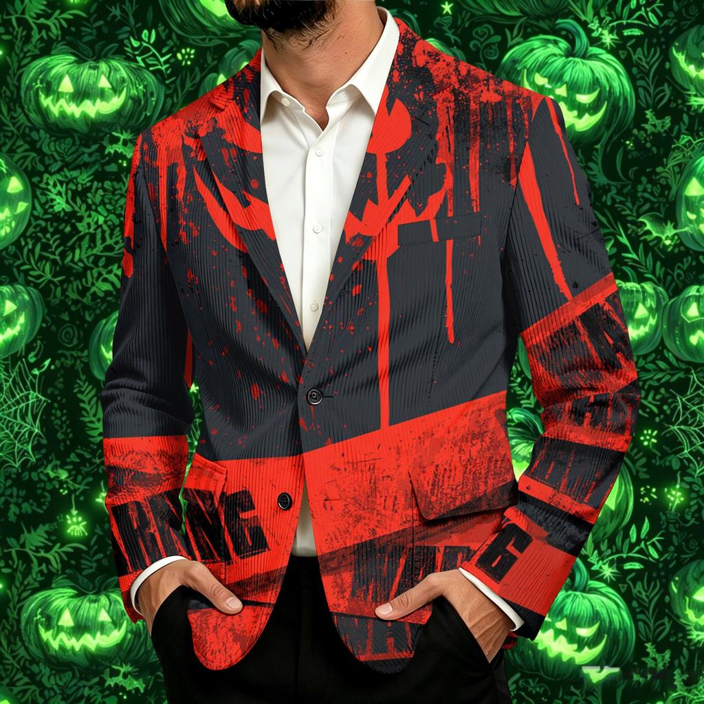 Herre Corduroy Business Casual Jakke med Halloween-trykk
